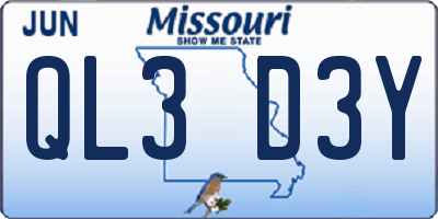 MO license plate QL3D3Y