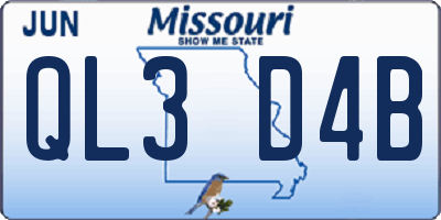MO license plate QL3D4B