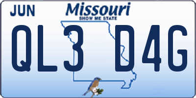MO license plate QL3D4G