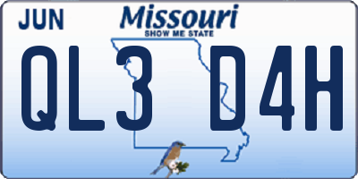 MO license plate QL3D4H
