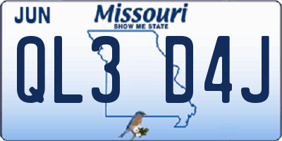 MO license plate QL3D4J