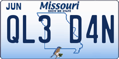 MO license plate QL3D4N