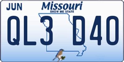 MO license plate QL3D4O