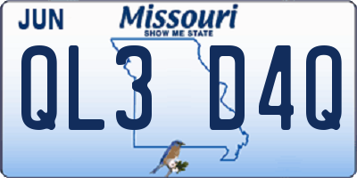 MO license plate QL3D4Q