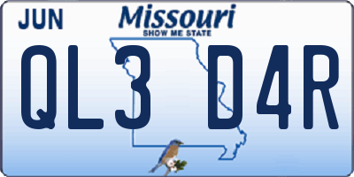 MO license plate QL3D4R