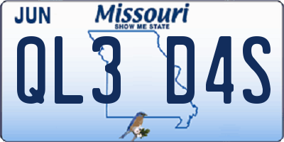 MO license plate QL3D4S