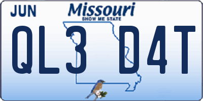 MO license plate QL3D4T