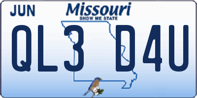 MO license plate QL3D4U