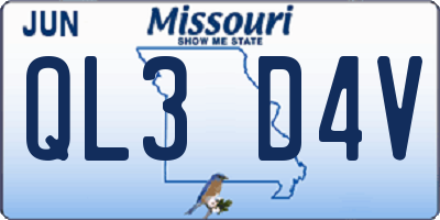 MO license plate QL3D4V