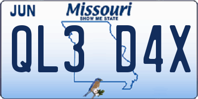 MO license plate QL3D4X