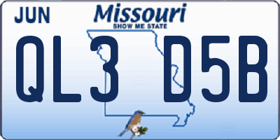 MO license plate QL3D5B