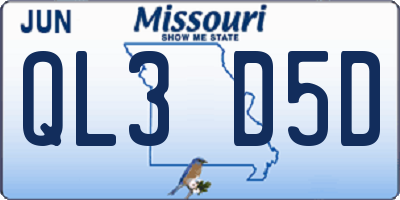 MO license plate QL3D5D