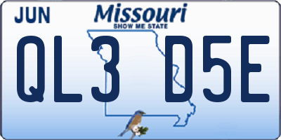 MO license plate QL3D5E