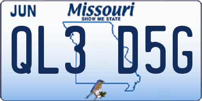 MO license plate QL3D5G