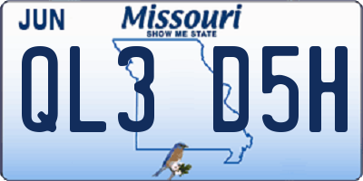 MO license plate QL3D5H