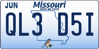 MO license plate QL3D5I
