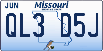 MO license plate QL3D5J