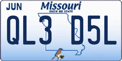 MO license plate QL3D5L
