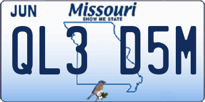 MO license plate QL3D5M