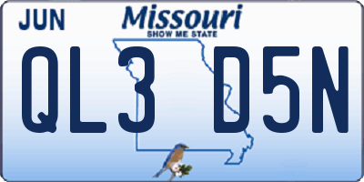MO license plate QL3D5N