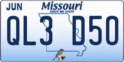 MO license plate QL3D5O