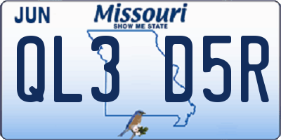 MO license plate QL3D5R