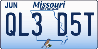 MO license plate QL3D5T