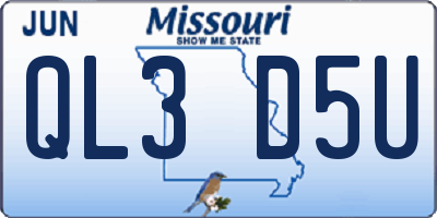 MO license plate QL3D5U