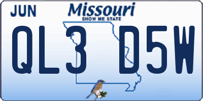 MO license plate QL3D5W