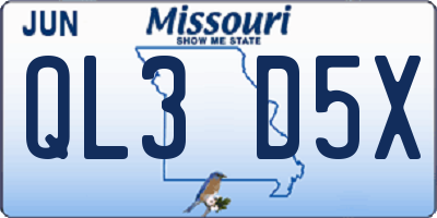 MO license plate QL3D5X