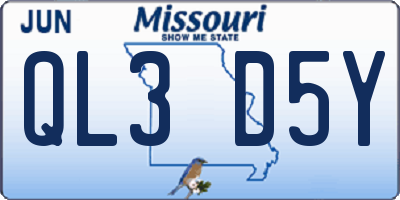 MO license plate QL3D5Y