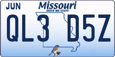 MO license plate QL3D5Z