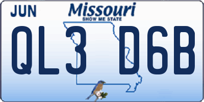 MO license plate QL3D6B