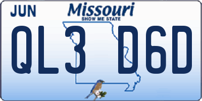 MO license plate QL3D6D
