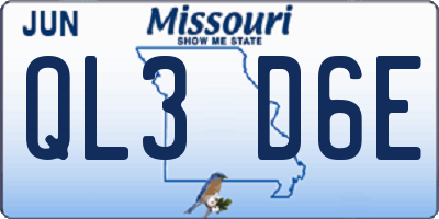 MO license plate QL3D6E
