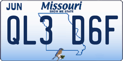 MO license plate QL3D6F