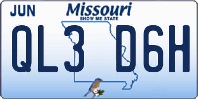 MO license plate QL3D6H