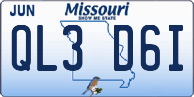 MO license plate QL3D6I