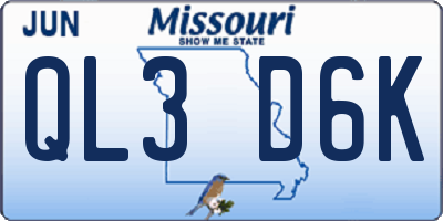 MO license plate QL3D6K