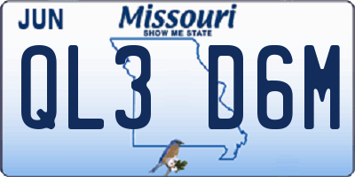 MO license plate QL3D6M