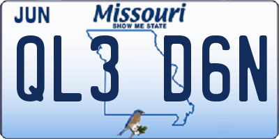 MO license plate QL3D6N