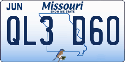MO license plate QL3D6O