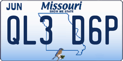 MO license plate QL3D6P