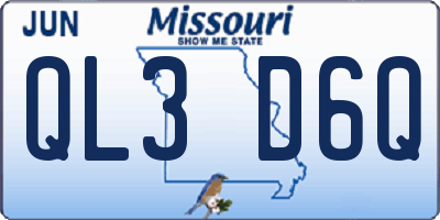 MO license plate QL3D6Q
