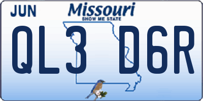 MO license plate QL3D6R
