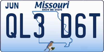 MO license plate QL3D6T