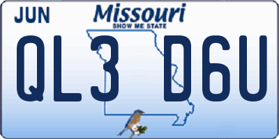 MO license plate QL3D6U