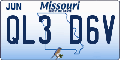 MO license plate QL3D6V
