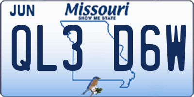 MO license plate QL3D6W