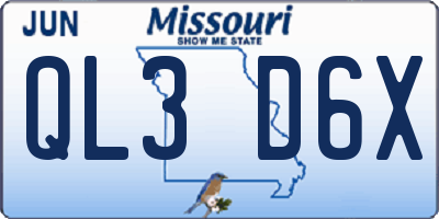 MO license plate QL3D6X